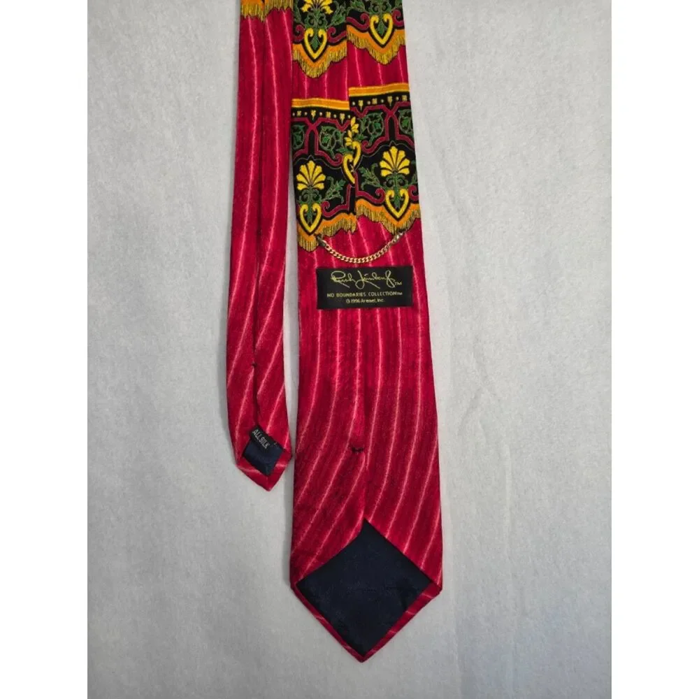 Rush Limbaugh Vintage 1996 Silk Tie No Boundaries Baroque Fringe Red Gold